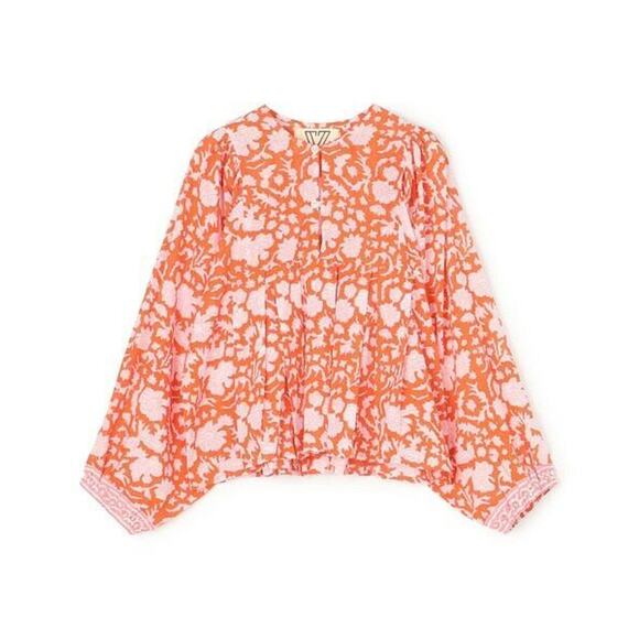 Sz Blockprints Eva Top - M - Tangerine - Nila Print - Picture 1 of 6